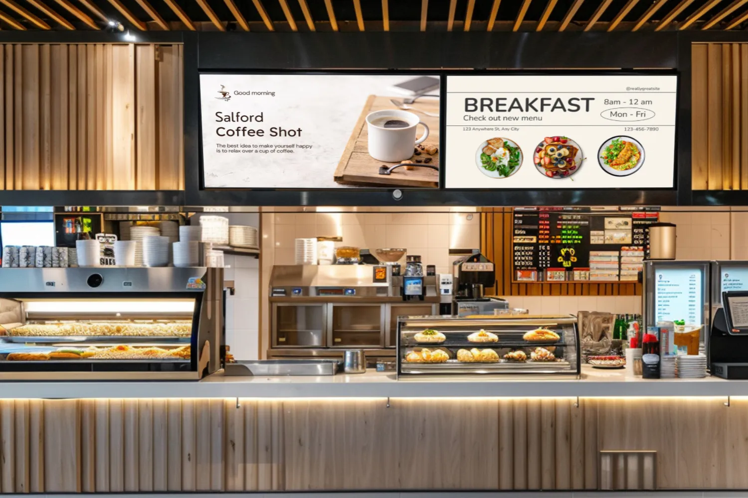 Digital menu in take out restaurant